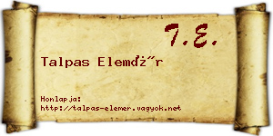 Talpas Elemér névjegykártya